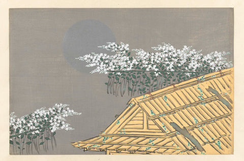 White flowers at home, Kamisaka Sekka, 1909 Canvas Print