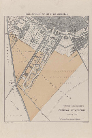 Design - border regulation Amsterdam - Nieuweramstel. October 1880, Albertus Barend Hendrik Braakensiek, 1880 Canvas Print