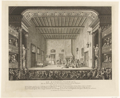 Decor with the farmhouse in the Nieuwe Schouwburg in Amsterdam, Cornelis Brouwer, 1790 Canvas Print