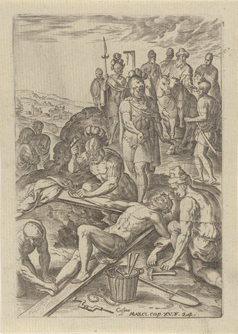 Crucifixion of Christ, Johannes Wierix, 1583 Canvas Print