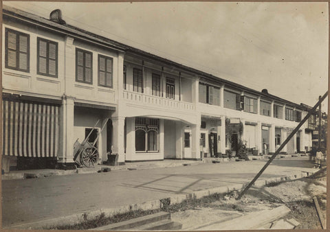 Shopping street with new building, anonymous, 1914 - 1919 Canvas Print