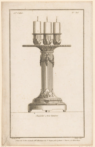 Candlestick with three candles, Jean Pelletier, 1772 - 1779 Canvas Print