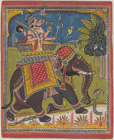 Varaha (Vishnu as boar) riding an Elephant, anonymous, 1800 - 1899 Canvas Print