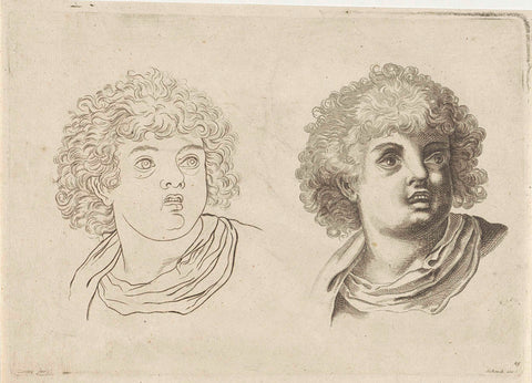 Study of the head of a boy who has his mouth open, anonymous, 1675 - 1711 Canvas Print