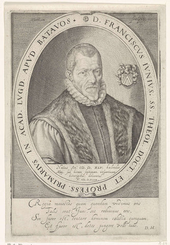 Portrait of Franciscus Junius II, Jacob Matham, 1598 Canvas Print