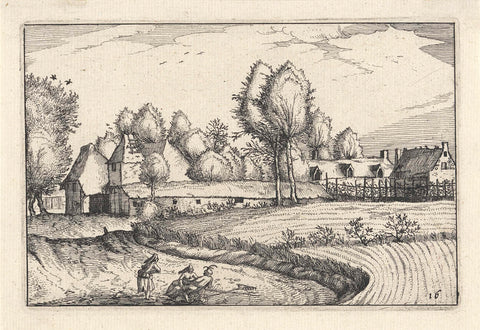 Road along a field, Claes Jansz. Visscher (II), 1620 Canvas Print