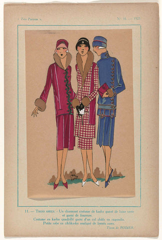 Très Parisien, 1925, No. 10, Pl. 11. - THREE FRIENDS, G-P. Joumard, 1925 Canvas Print