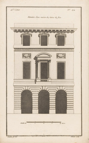 Façade met rondbogen en balkon, Jean Pelletier, 1772 - 1779 Canvas Print