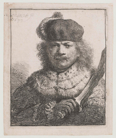 Self-portrait with Raised Sabre, Rembrandt van Rijn, 1634 Canvas Print