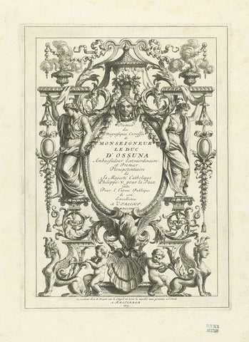 Title print for the series of plates of the state carriage of the Duke of Ossuna, 1713, Bernard Picart, 1714 Canvas Print