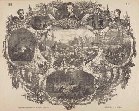 Commemorative print on the occasion of 50 years of Dutch independence, August Allebé, 1863 Canvas Print