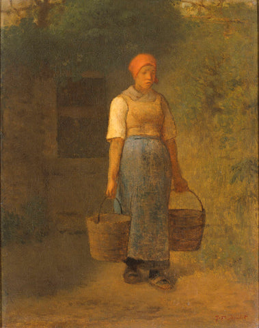 Girl carrying Water, Jean François Millet, c. 1855 - 1860 Canvas Print