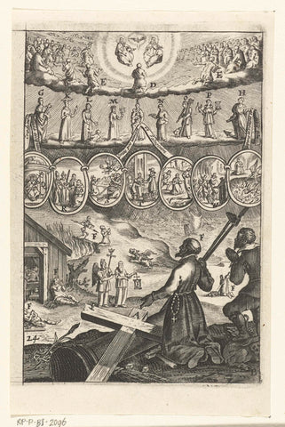 Emblem with clergyman and man who pray to God and the saints with their request to live in virtue, Boetius Adamsz. Bolswert, 1649 Canvas Print