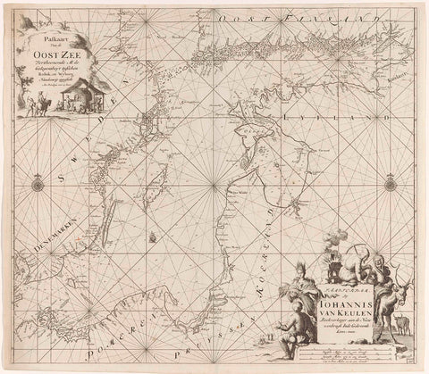 Pass map of the Baltic Sea from Rostock to Vyborg, Jan Luyken, 1681 - 1799 Canvas Print