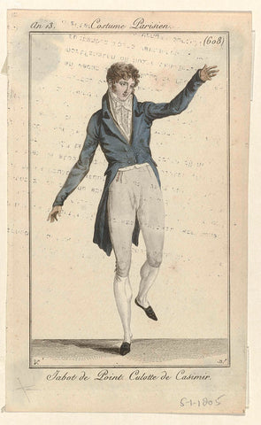 Journal des Dames et des Modes, Costume Parisien, 5 January 1805, Year 13, (608): Jabot de Point (...), Pierre Charles Baquoy, 1805 Canvas Print