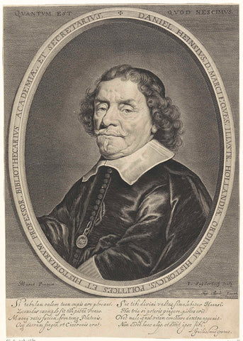 Portret van Daniel Heinsius, Jonas Suyderhoef, 1647 - 1684 Canvas Print