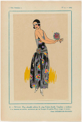 Très Parisien, 1923, No. 4: 2. - SEVILLE. Une adorable toilette ...., anonymous, 1923 Canvas Print