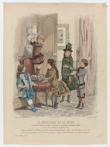 Le Moniteur de la Mode, 1886, No. 2259e, No. 9 : Costumes d'Enfants (...), Edouard Tailland, 1886 Canvas Print