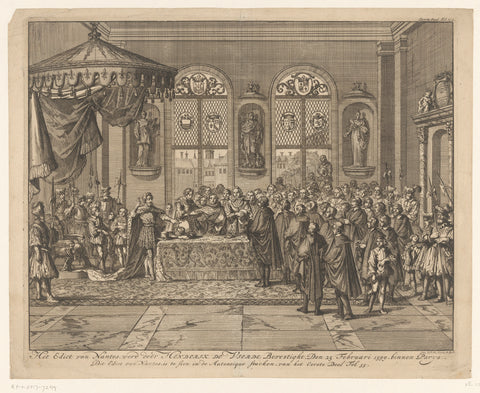 Confirmation of the Edict of Nantes by King Henry IV in Paris, 1599, Jan Luyken, 1696 Canvas Print