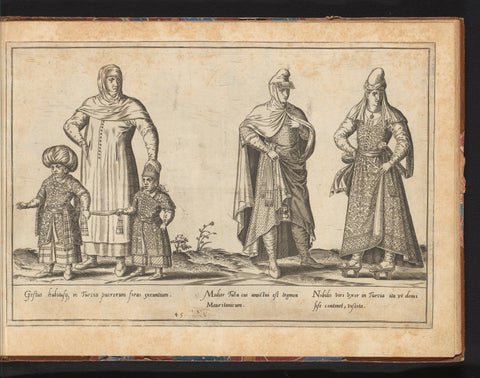 Three Turkish women and two children, dressed according to the fashion of c. 1580, Abraham de Bruyn, in or before 1581 Canvas Print