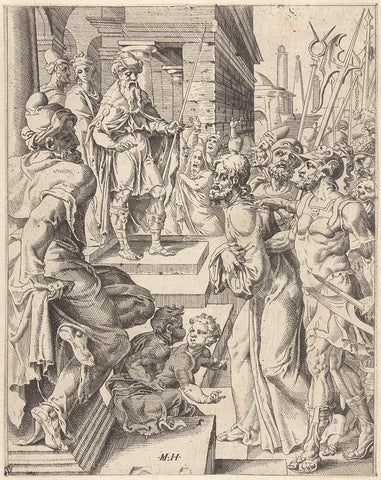 Christ before Pilate, Dirck Volckertsz. Coornhert (attributed to), 1548 Canvas Print