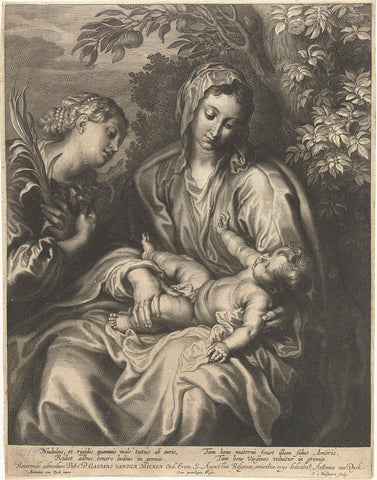 Mary with the Child and St. Catherine, Schelte Adamsz. Bolswert, 1600 - 1659 Canvas Print