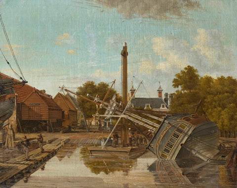 The Shipyard 'St Jago'on Bickers Eiland, Amsterdam, Pieter Godfried Bertichen, 1823 Canvas Print