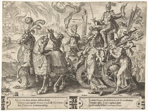 Triumphal chariot with War (Bellum), Cornelis Cort, 1564 Canvas Print