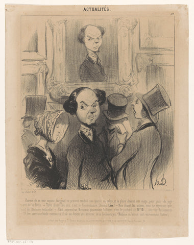 Man at an exhibition under a painting with his own portrait, Honoré Daumier, 1842 Canvas Print