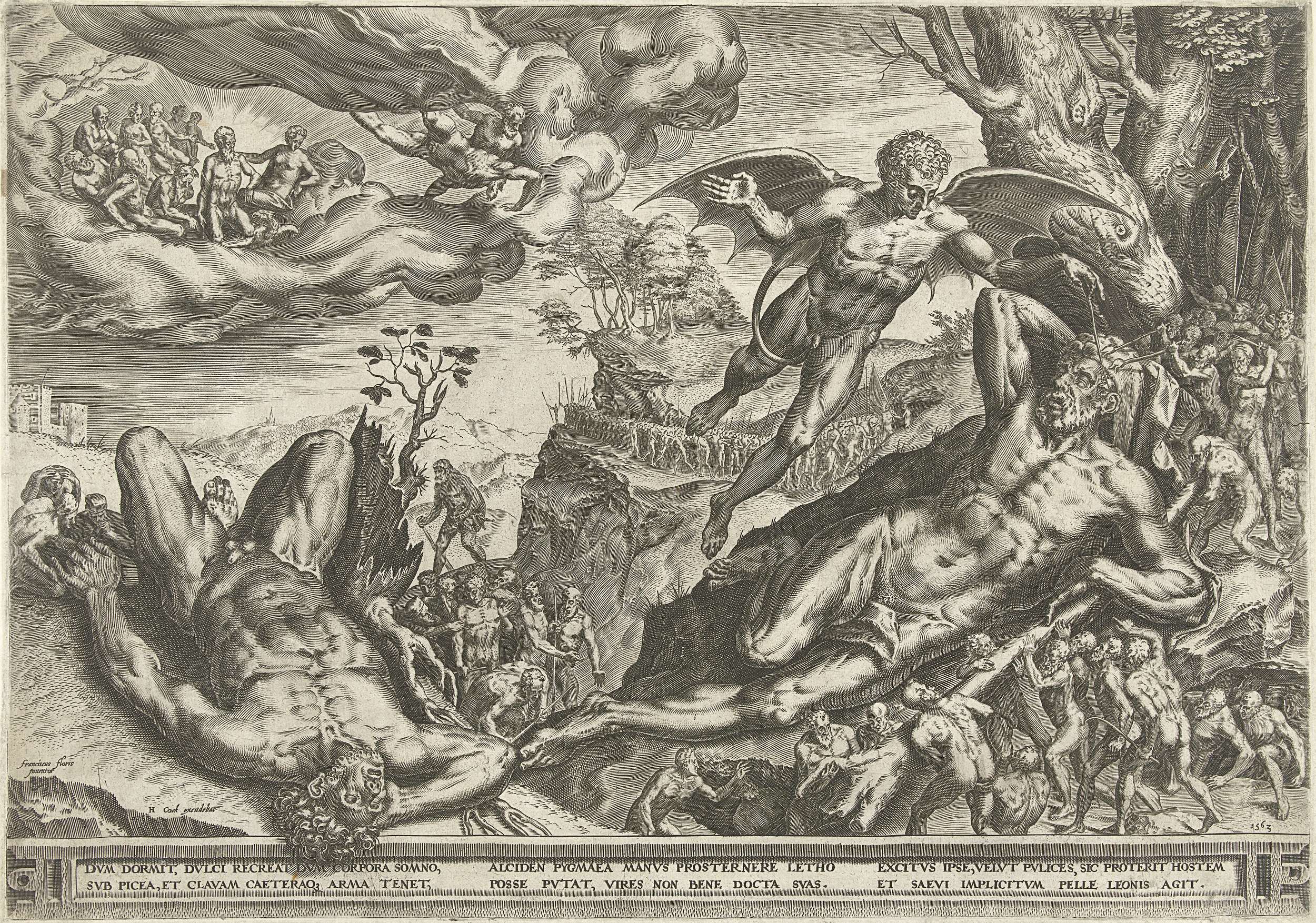 Hercules and the pygmies, Cornelis Cort, 1563 | CanvasPrints.com