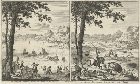 Lake Zirknitz in summer and winter, Jan Luyken, 1682 Canvas Print