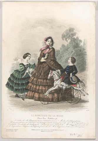 Le Moniteur de la mode, 1855, No. 439 : Toilettes de R.Lhopiteau.., Préval, 1855 Canvas Print