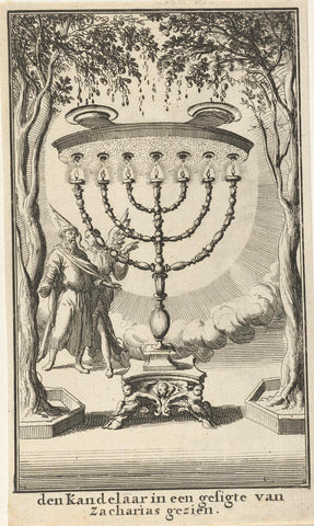 Zacharias beholds the menorah, Jan Luyken, 1683 Canvas Print