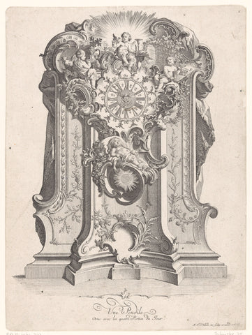 Pendule met putti, Johann Esaias Nilson, 1731 - 1788 Canvas Print