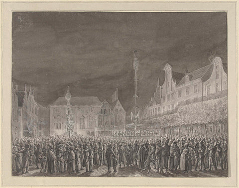 Celebration of the proclamation of the Alliance with France on the Grote Markt in Haarlem, 1795, Vincent Jansz. van der Vinne, 1795 Canvas Print