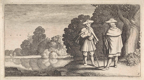 Two Pilgrims at a Pond, Jan van de Velde (II), 1603 - 1652 Canvas Print