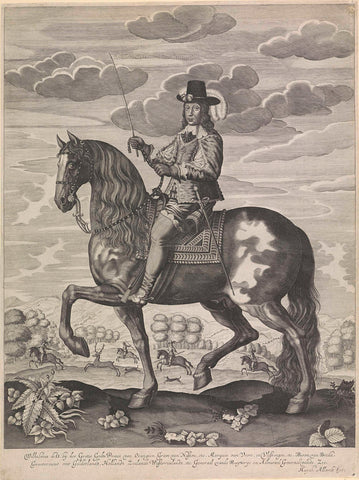 Equestrian portrait of William II, Prince of Orange, anonymous, c. 1645 - 1684 Canvas Print