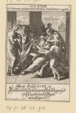 Apostle Paulus has his hair cut off, anonymous, 1697 Canvas Print