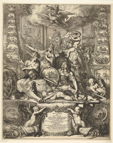 Allegory on the Death of Michiel de Ruyter, 1676, Romeyn de Hooghe, 1676 - 1677 Canvas Print