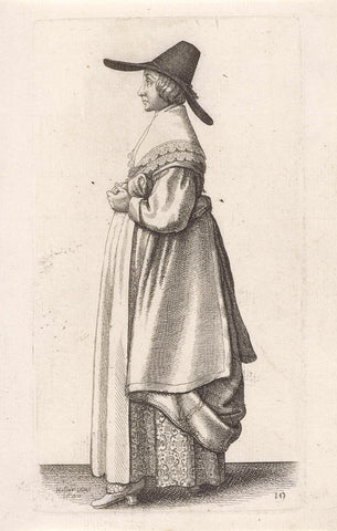 English woman with wide-bribed hat, Wenceslaus Hollar, 1640 Canvas Print