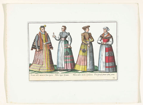 Four women dressed according to German fashion, ca. 1580, anonymous, 1872 - 1875 Canvas Print