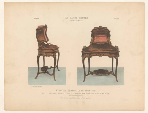 Desk in the Louis XV style, anonymous, 1889 Canvas Print