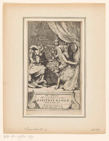 Allegorical performance with Father Time, Mercury and Wisdom, Adriaen Schoonebeek, 1684 Canvas Print