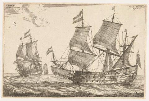 Two large warships, Reinier Nooms, 1650 - before 1705 Canvas Print