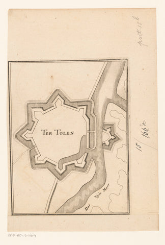 Fortress map of Tholen, Caspar Merian, 1654 - c. 1700 Canvas Print