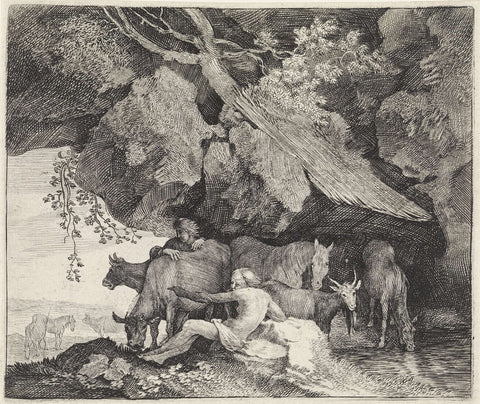 Battus reveals where Mercury hides Apollo's herd, Moyses of Wtenbrouck, 1600- 1647 Canvas Print