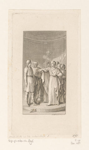 Merope calls on the people and priests to a fair trial for Aegisth, Daniel Nikolaus Chodowiecki, 1787 Canvas Print