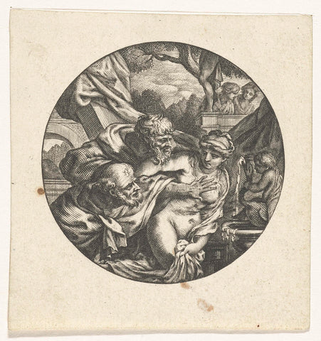 Watch case with Susanna and the Elders, Jacques Vauquer, after 1631 - before 1676 Canvas Print