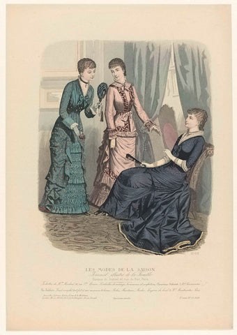 Les Modes de la Saison, Journal illustré de la Famille, 1880, 10th year, No. 33, No. 612: Toilettes de Mme Moslard (...), anonymous, 1880 Canvas Print