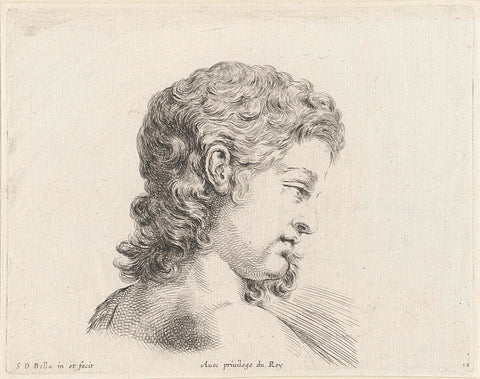 Head of a young man, in profile to the right, Stefano della Bella, 1620 - 1664 Canvas Print